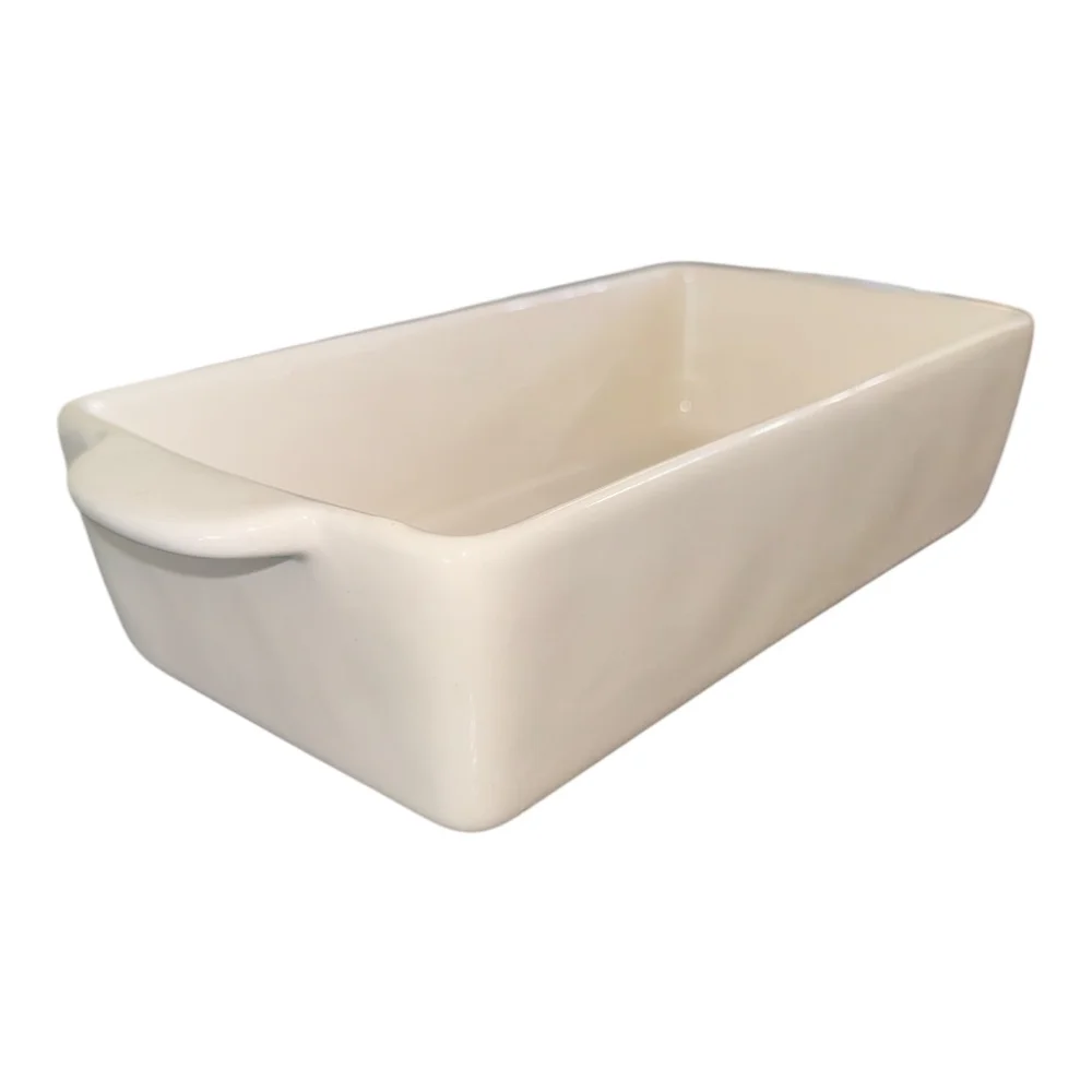 Rae Dunn Ceramic Gingerbread Loaf Pan, White, 9 Inch, Bakeware Collection
